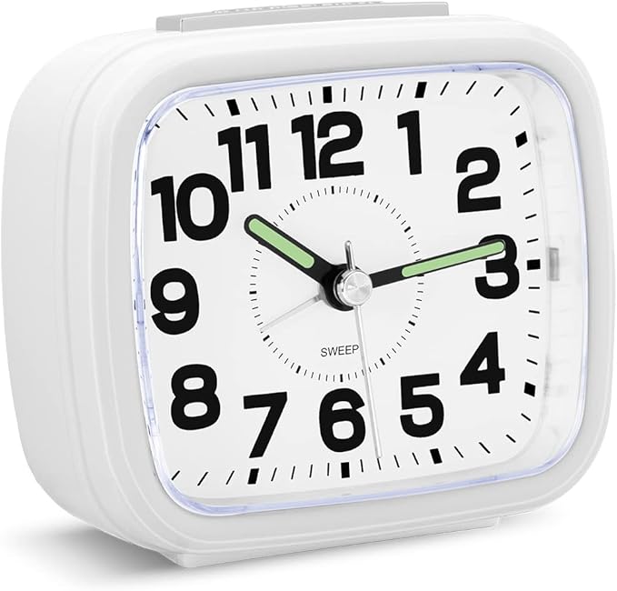 Pilmoux Silent Alarm Clocks Bedside Non Ticking Battery Powered Bedside