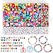 Komake 750 Cuentas de Bricolaje para Pulseras para Niños, con Frutas de Colores, Animales, Flores, Letras, Carita Sonriente, para Hacer Pulseras de Joyería, con Tijeras de Seguridad y Cordón Elástico