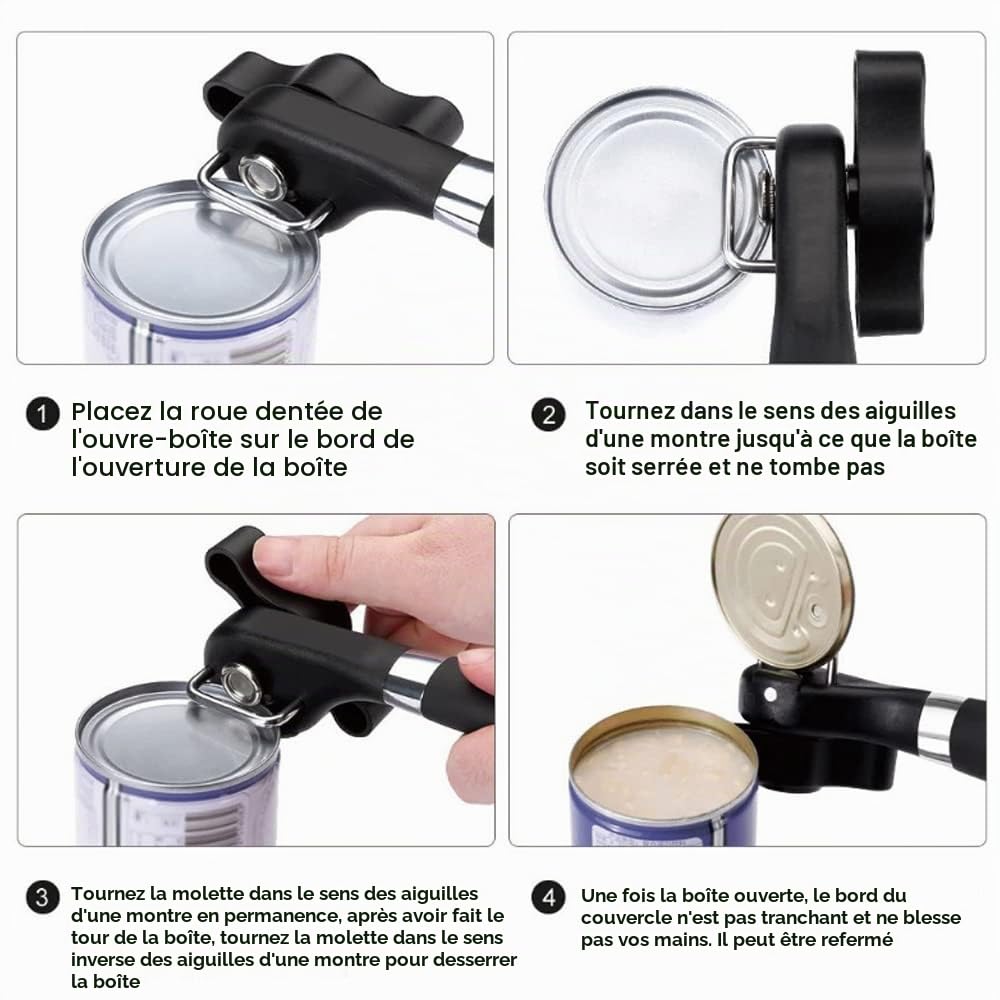 Ouvre-Boîtes Manuels – Ouvre Boite de Conserve, Design Ergonomique Antidérapant Avec Bord Lisse