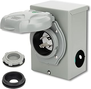 OPL5 30AMP Generator Power Inlet Box with Pre Punched Knockouts, 30 Amp Generator Power Inlet Box, NEMA L14-30P for 4 Prong Generator with Indicator Light for Outdoor Use, ETL Listed (L14-30P)