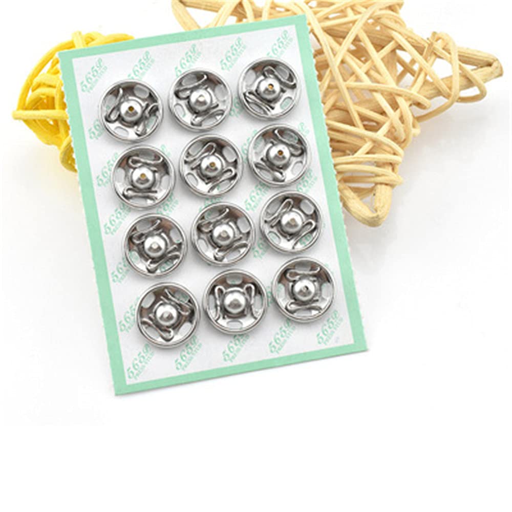 Mini Button Buckle Invisible Metal Snap Buttons Fasteners Press Studs Buttons for Sewing Clothing(Silver,12mm)