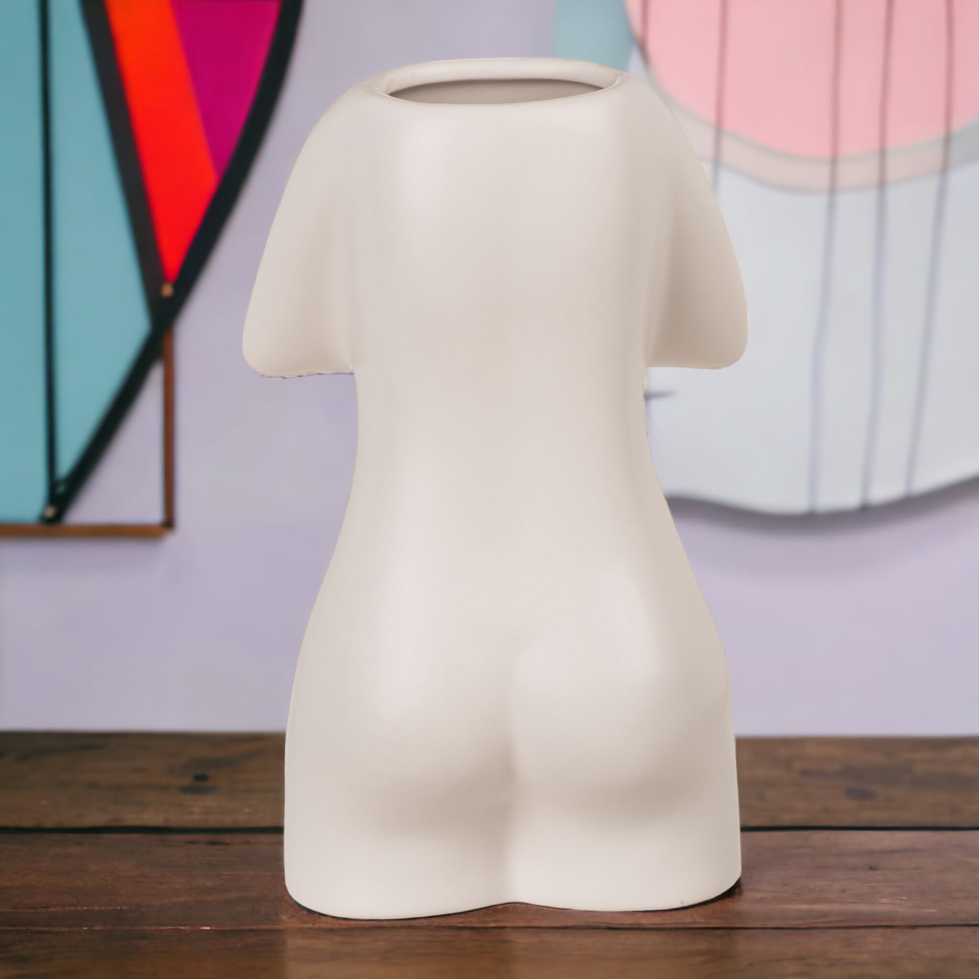 MIJOMA Mini vaso decorativo in ceramica dal design del corpo delle donne, elegante decorazione per la casa, adatto a qualsiasi stile di arredamento, corpo delle donne, 18 cm, bianco