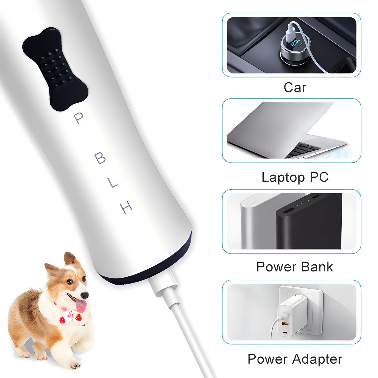 Dog Nail Grinder Quiet Nail Trimmer Electric Rechargeable pet Nail Grinder cat Nail Grinder with 5 led Shadow Free Light 2 Speed for Small Medium Large Dogs and Cats Last for 4 Hours - image 6