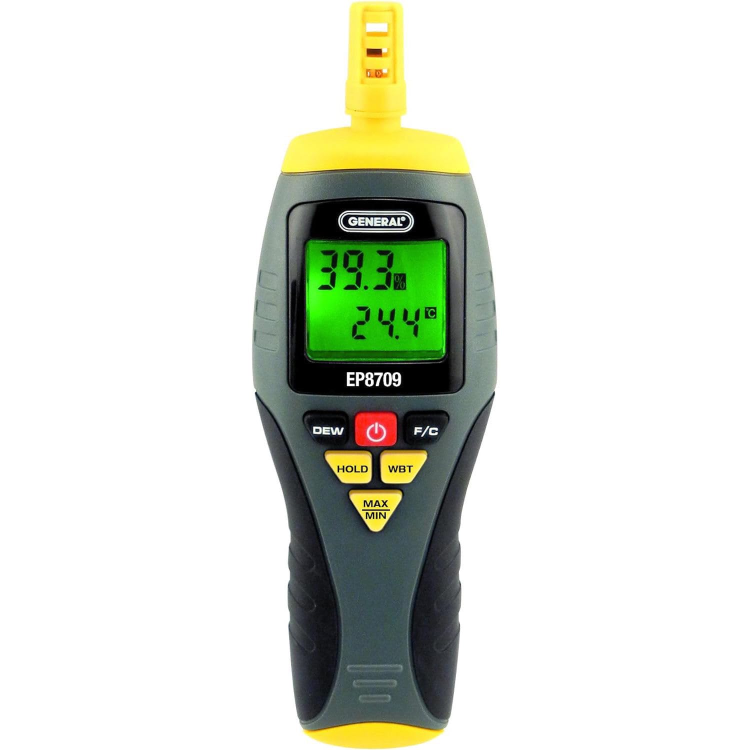 General Tools EP8709 Calibratable Multi-Function Digital Psychrometer, Wet Bulb Capable