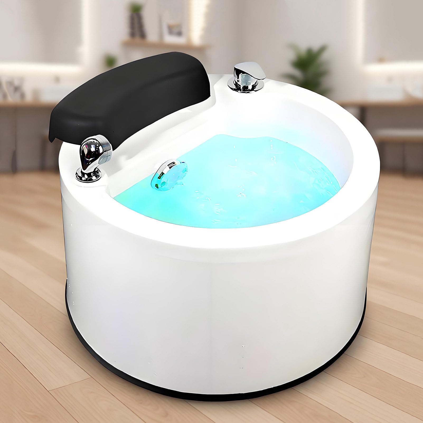 Vaschetta per Pediluvio in Acrilico, modalità Massaggio Surf, Acqua Calda e Fredda Regolabile, Vaschetta Portatile per Pedicure con Lampada Colorata e Doccetta, per Saloni e Abitazioni