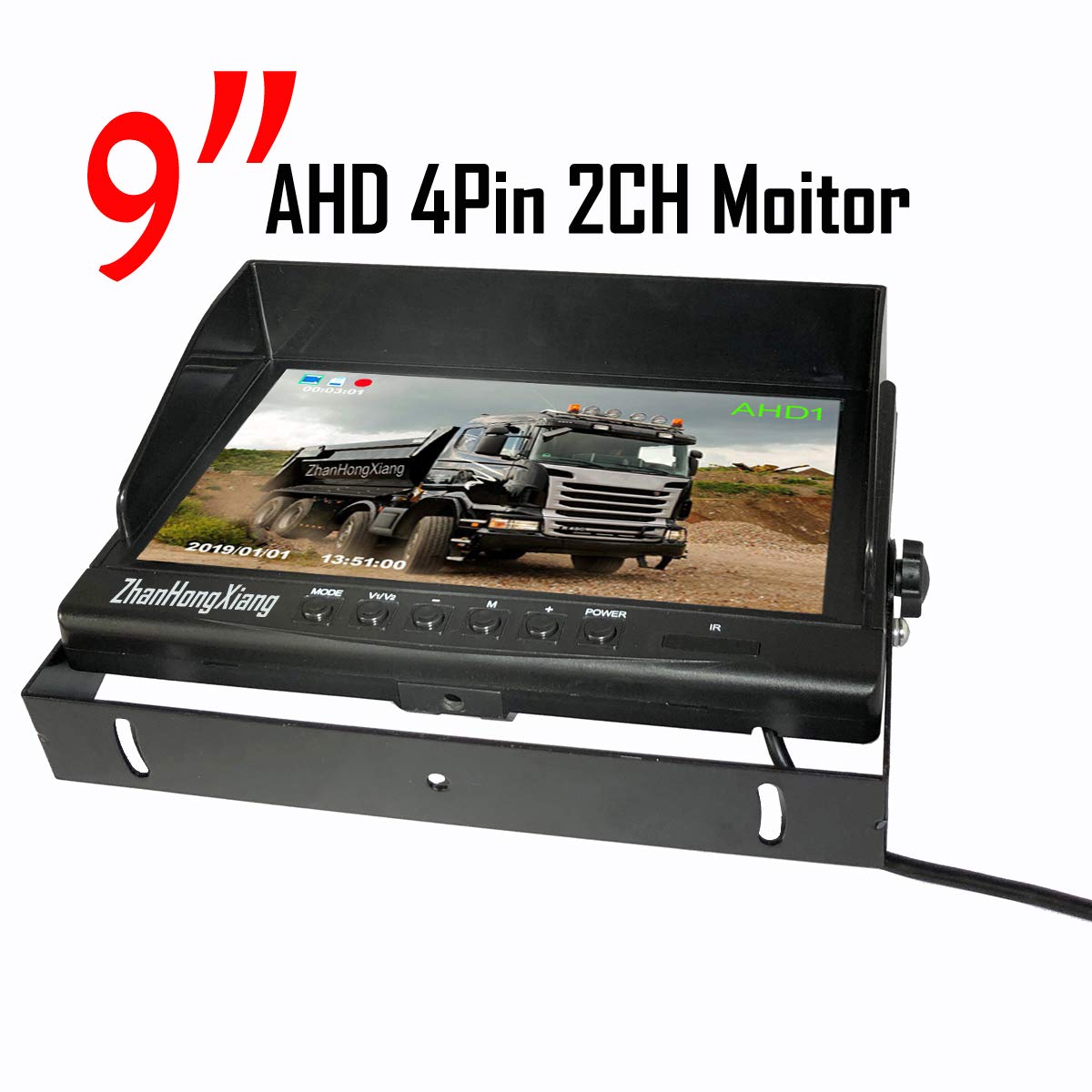 HD 1080P Vehicle Backup Camera with DVR Monitor System,2 x 8 LED IR Night Vision Reverse Rear View Camera + 9