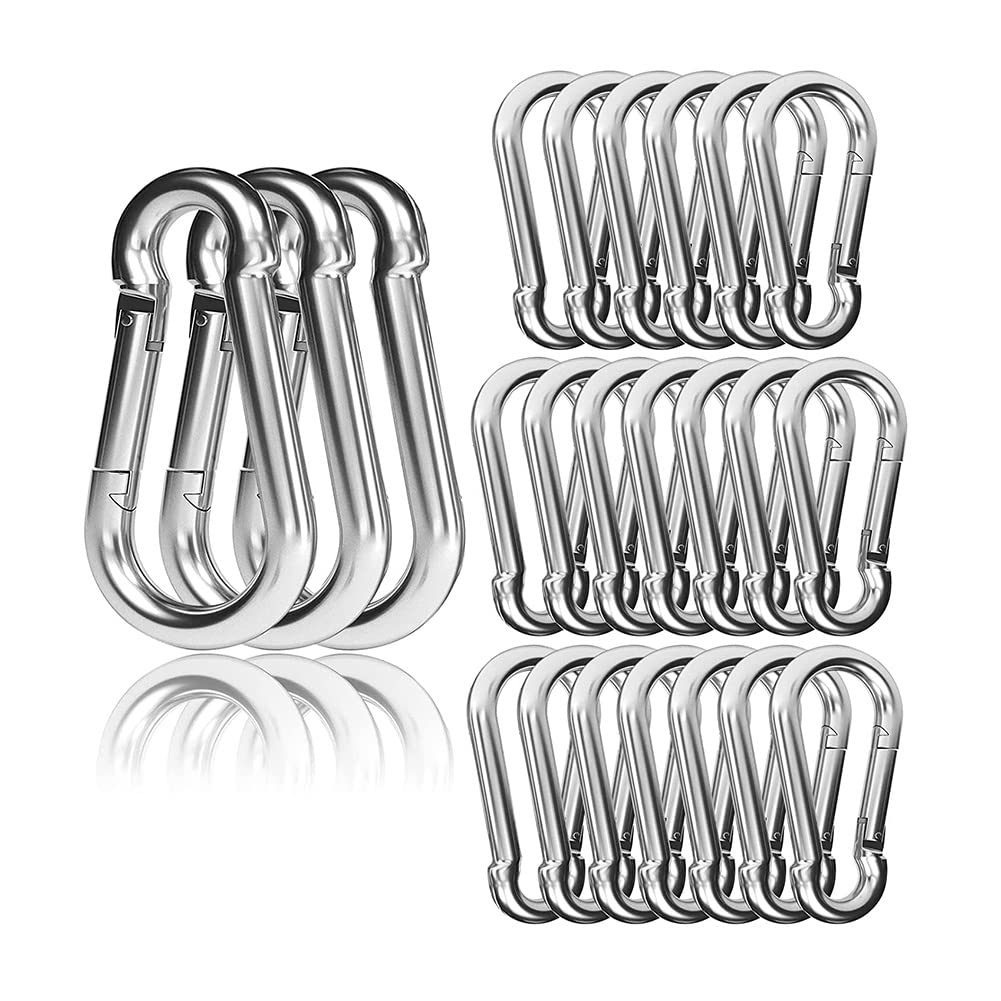30 mosquetones de resorte resistentes de 4 pulgadas, mosquetón M10 de 3/8 pulgadas para columpio, hamaca, gimnasio, al aire libre