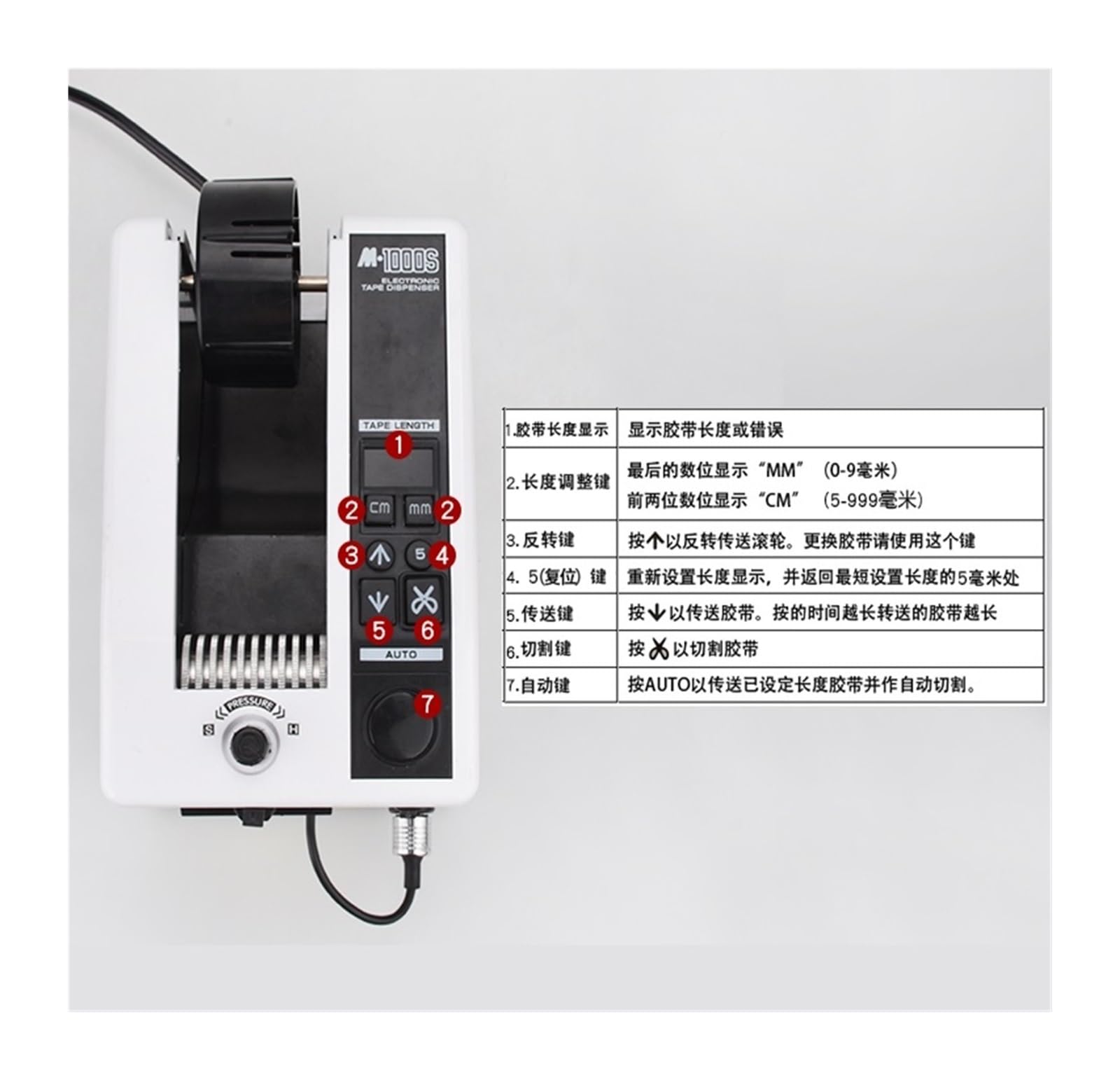 Distributore di nastro adesivo, M-1000S Distributore automatico di nastro biadesivo/Distributore da imballaggio/Distributore elettronico a carosello per spedizioni, scuole
