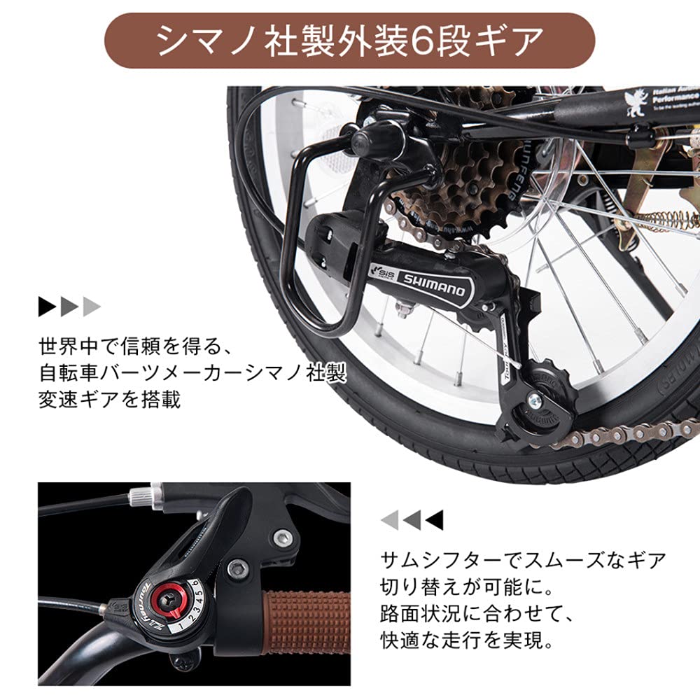 Amazon | 16インおりたたみ自転車 軽量SHIMANO 6セグメント