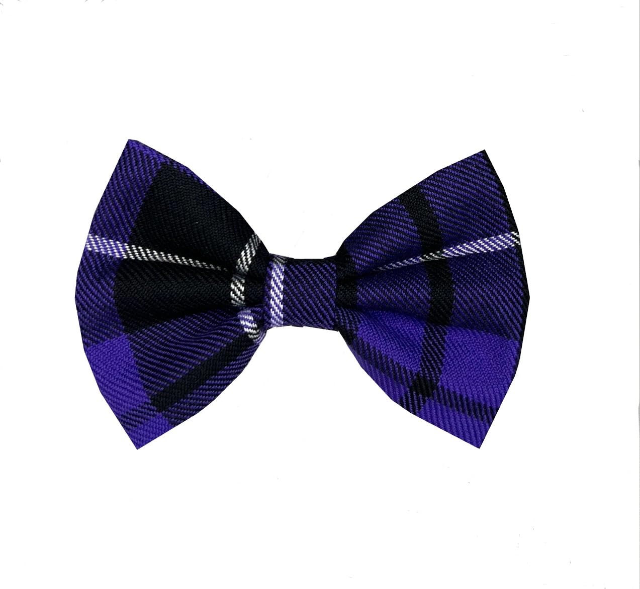 New Dogs Bow Tie Tartan woven Elastic Band attach COLLAR ACCESSORY Handmade UK (Medium tartan purple), beige