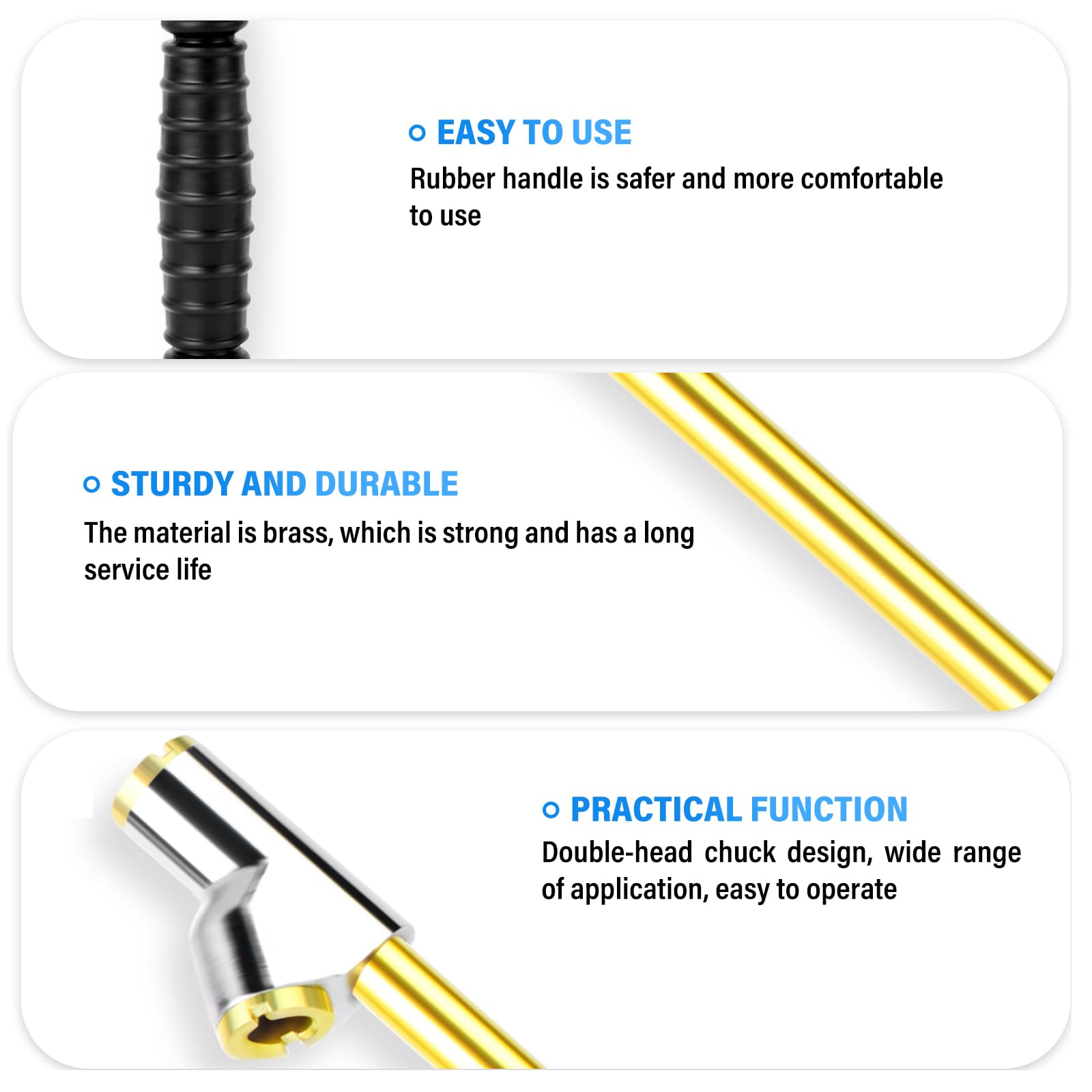 MEANLIN 5PCS Attacco aria doppia testa a portata estesa 1/4" FBSP con impugnatura gommata e raccordo rapido, attacco aria in ottone 2 vie, per camion semirimorchio, camper, camion gemellati