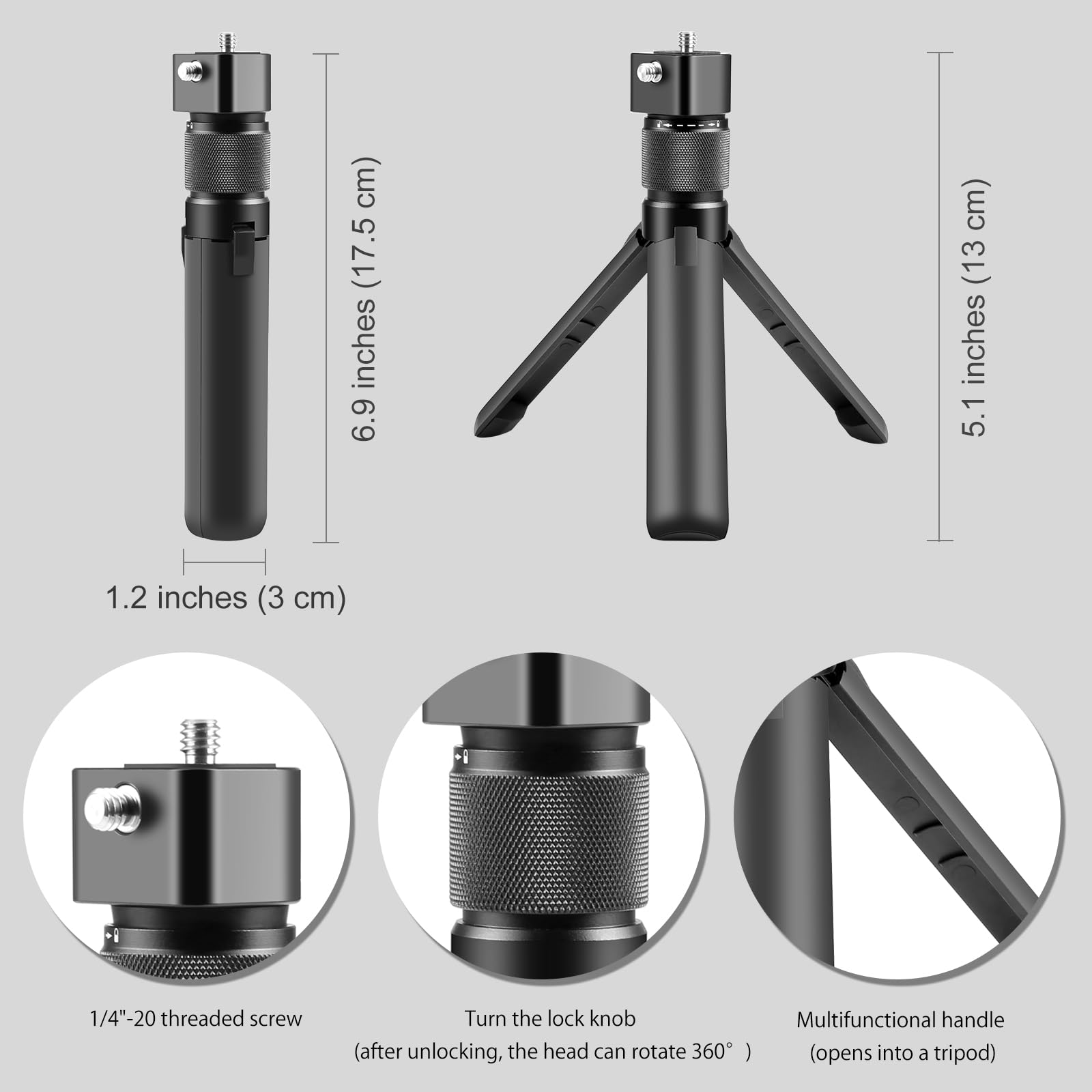 Amazon.com : XKDAICH Bullet Time Handle Tripod Rotating Grip for