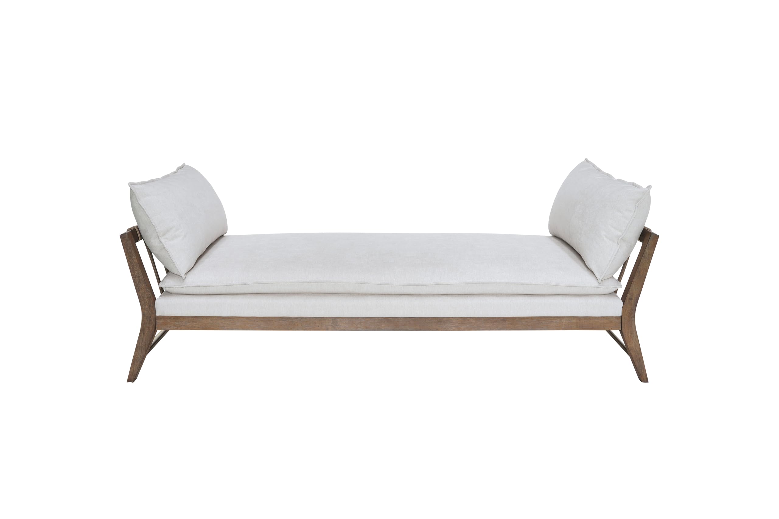 White Leather Strap Detail Daybed - Pillows & Cushions Included