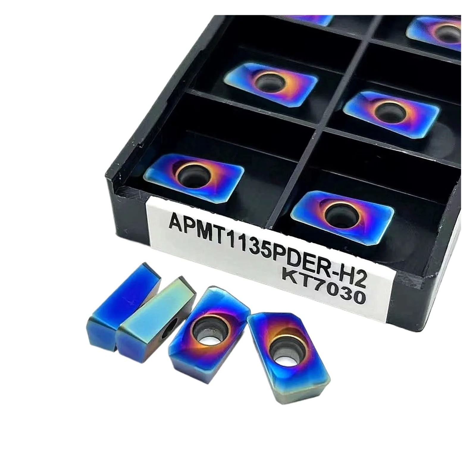 Lame pour outil de tournage en carbure indexable 10 pièces APMT1135PDER H2 M2 KT7030 outil de tournage externe outil en alliage dur bleu fraisage fraise en bout(APMT1135 H2 KT7030)