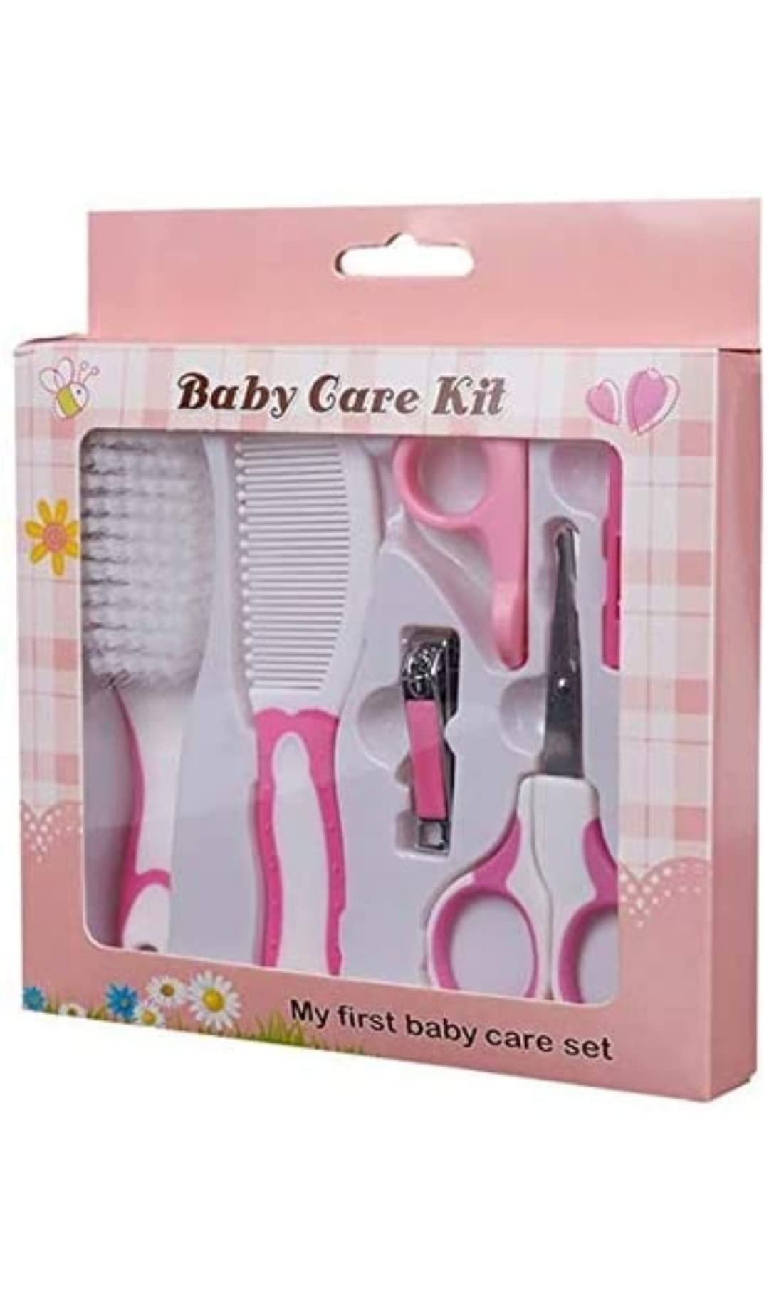 Dazzle Baby Grooming Kit Hair Comb/Brush/Nail Cutter Set for Newborn to 1 Year Girl (Pink)-image-28