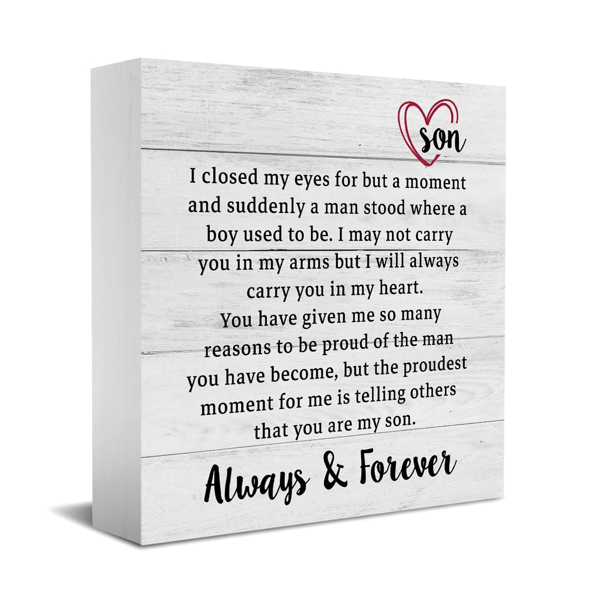 Positive Son Gifts Home Office Desk Decor Accessories Cute Wooden Box Sign Motivational Gifts from Mom for Boy Son in Law Men Bedroom Farmhouse Table Shelf Graduation Wall Pediment 5