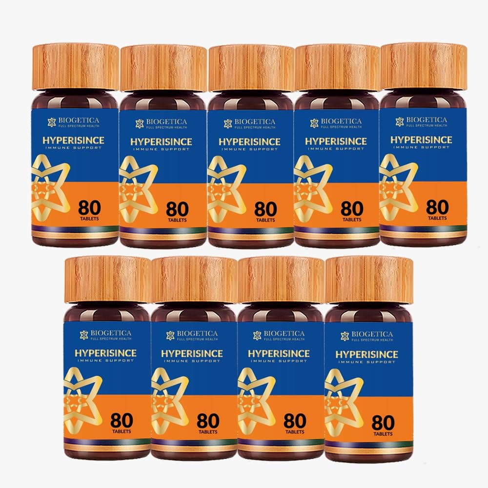 Biogetica Hyperisince - with Hypericum Mysorense from The Nilgiri Hills - 100% Vegan Non GMO Tablets - 80 Tablets- Pack of 9