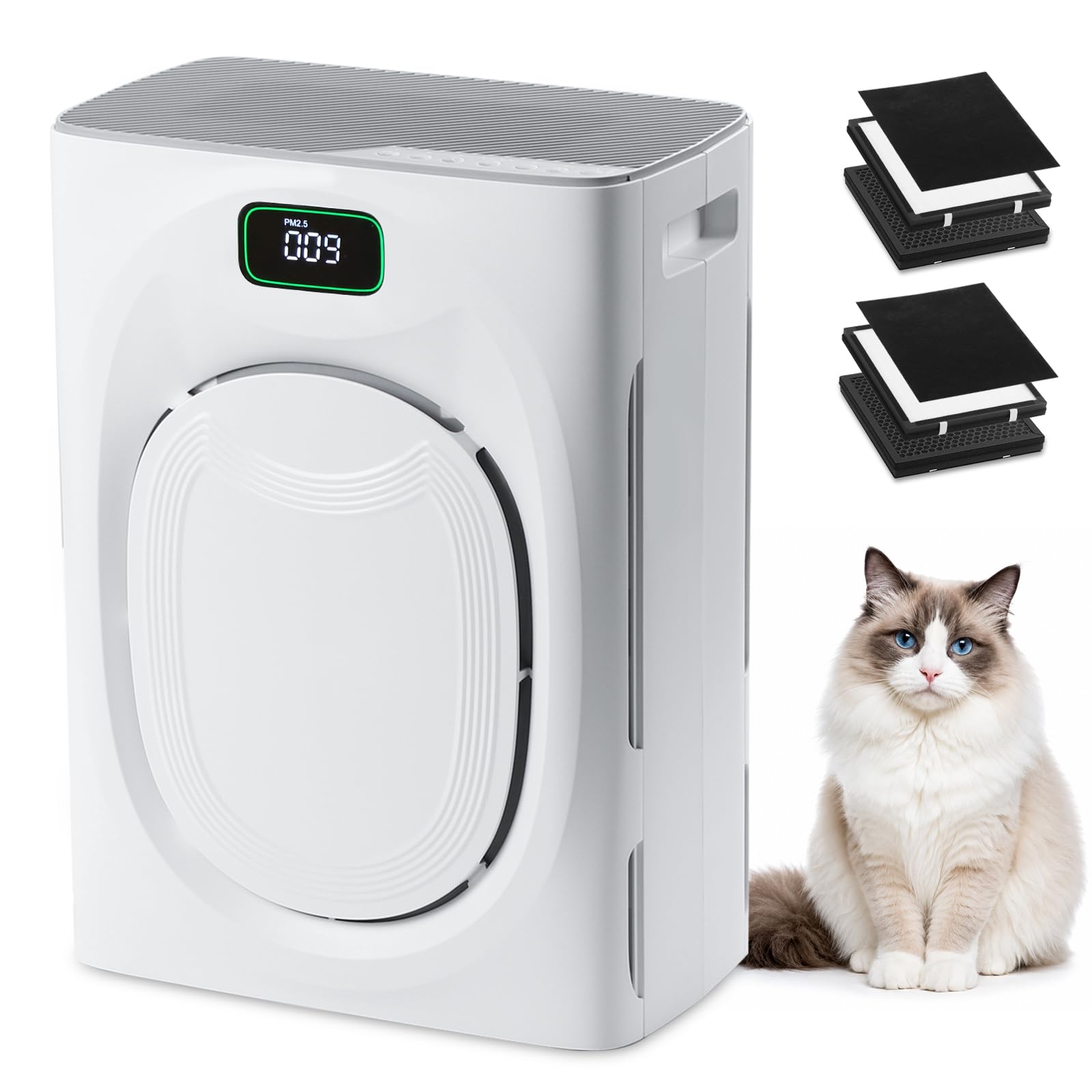 Purificateur d'Air Pour Animaux, CADR 350m³/h Minuterie Pour Allergies