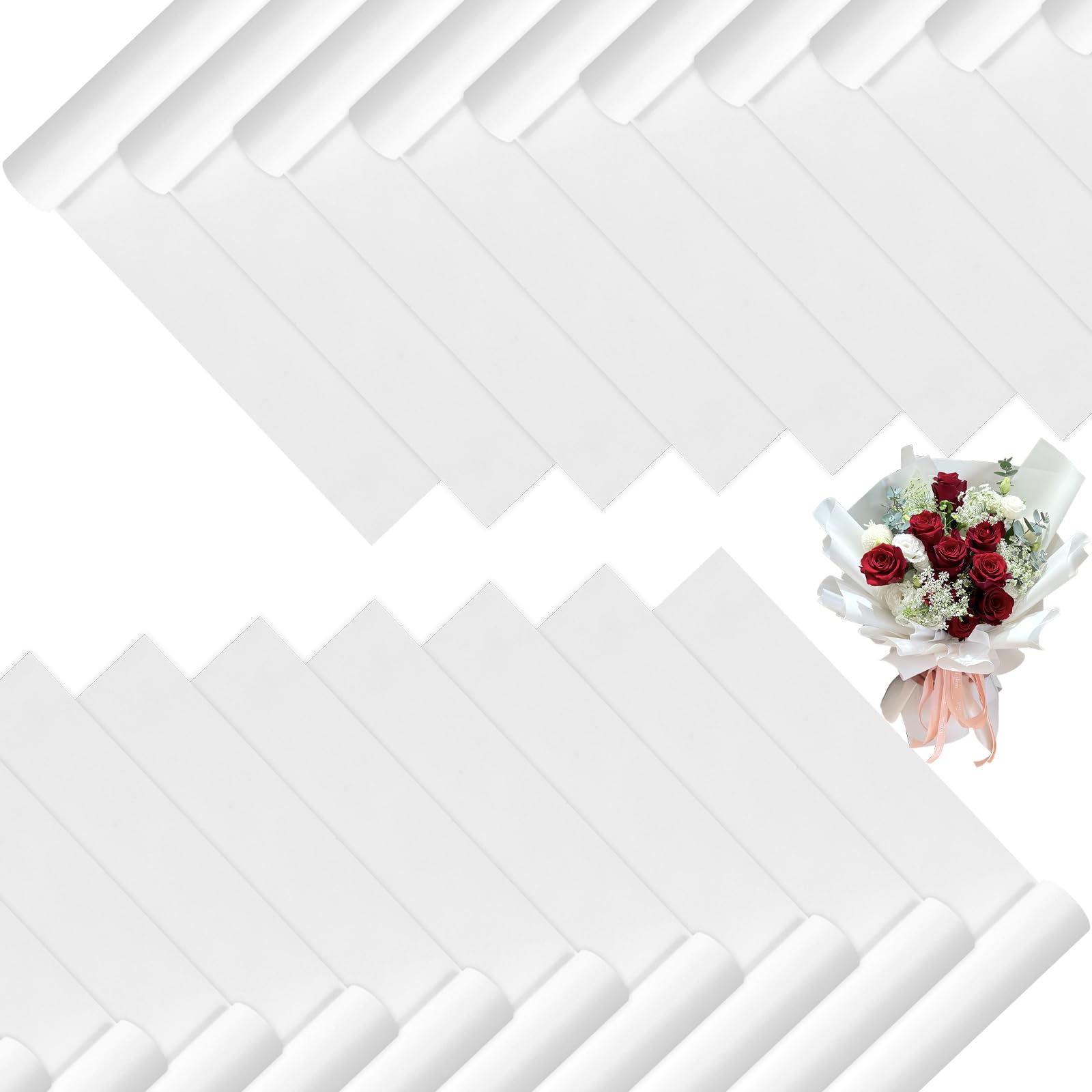 DEWJDFSC 20 Sheets Flower Bouquet Wrapping Paper Floral Korean Pure White