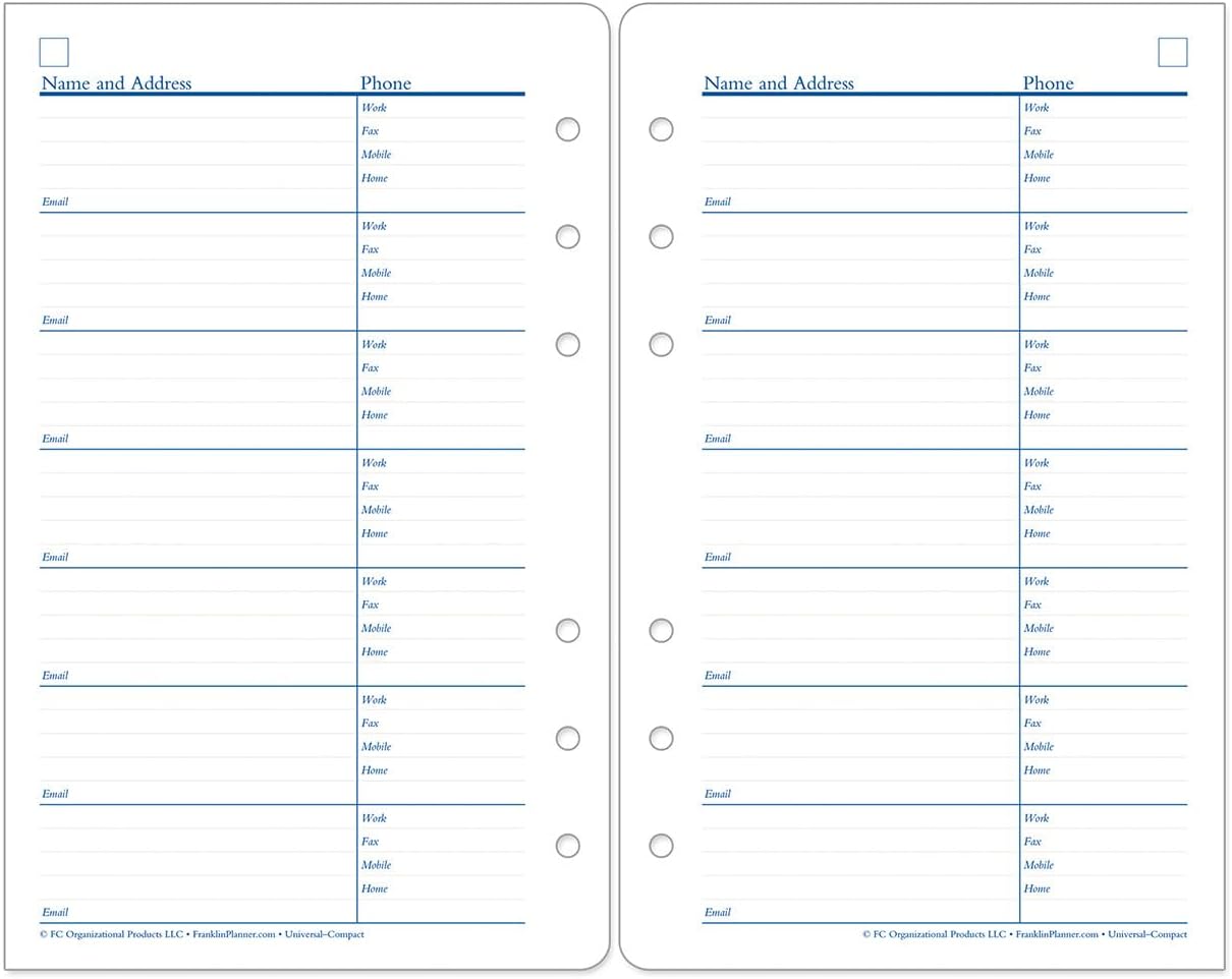 FranklinCovey Address/Phone Pages Expansion for