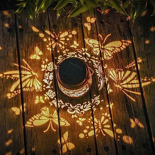 image for AITENISEN Solar Lanterns Outdoor Waterproof Butterfly Garden Decor Bir