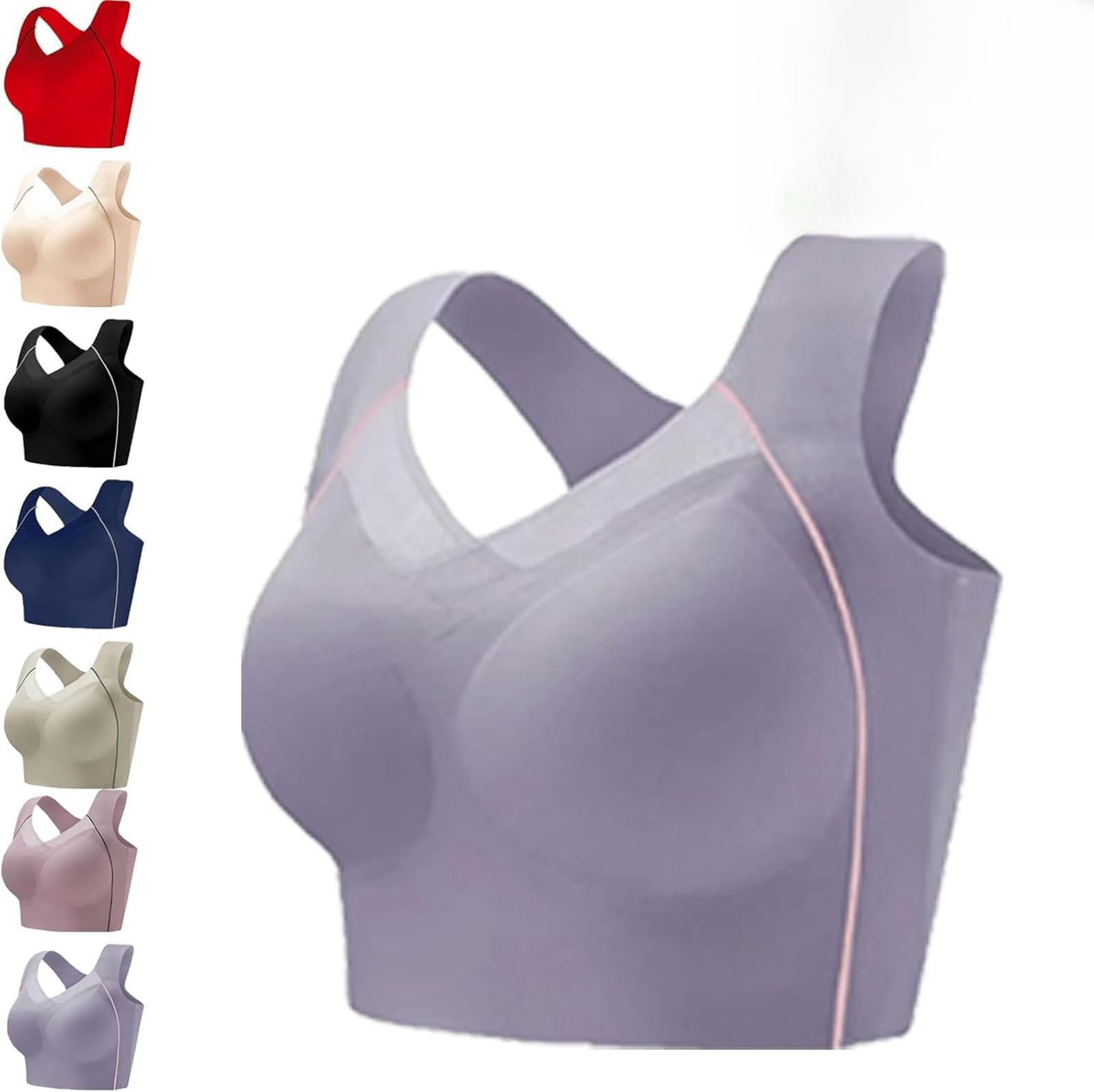Liketonline Push-Up Full Cup Bra, Push up Full Cup Pads Large Size Breathable Bras, Wire Free Push-Up Bra, Back Support Bra (Purple,6XL)
