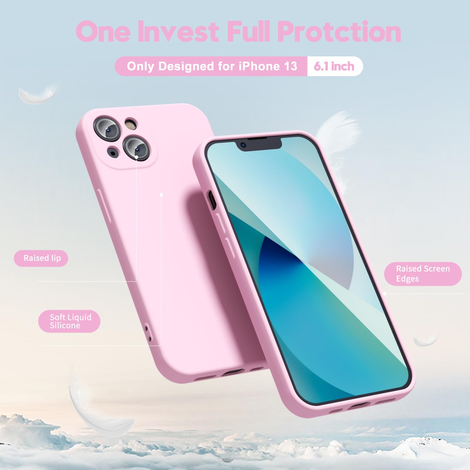 oakxco for iPhone 16 Pro Max Case Liquid Silicone, Soft Rubber Gel Elegant Aesthetic Basic Simple Cover, Cute Thin Slim TPU Matte Solid Color Plain Smooth Case for Women Girl, Light Pink — view 1290