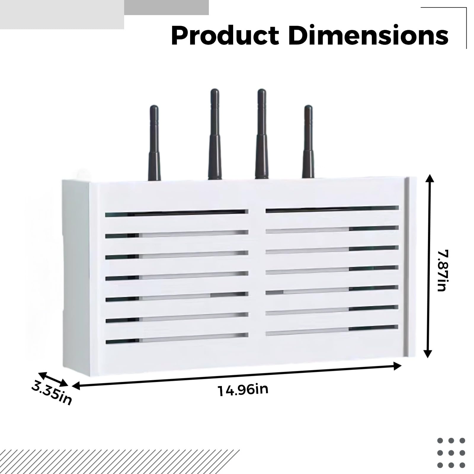 WLAN Router Aufbewahrungsbox, Wandregal schwebend 38 x 8,5 x 20 cm, Kabel ordentlich versteckt, dekorative Router Verkleidung, 3 Montagearten, ohne Bohren, mit Handyhalter