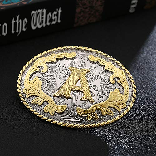 Letras com inicial de fivela de cinto ocidental ABCDEFG para Y-Cowboy Rodeo Dourado Grande Fivela de