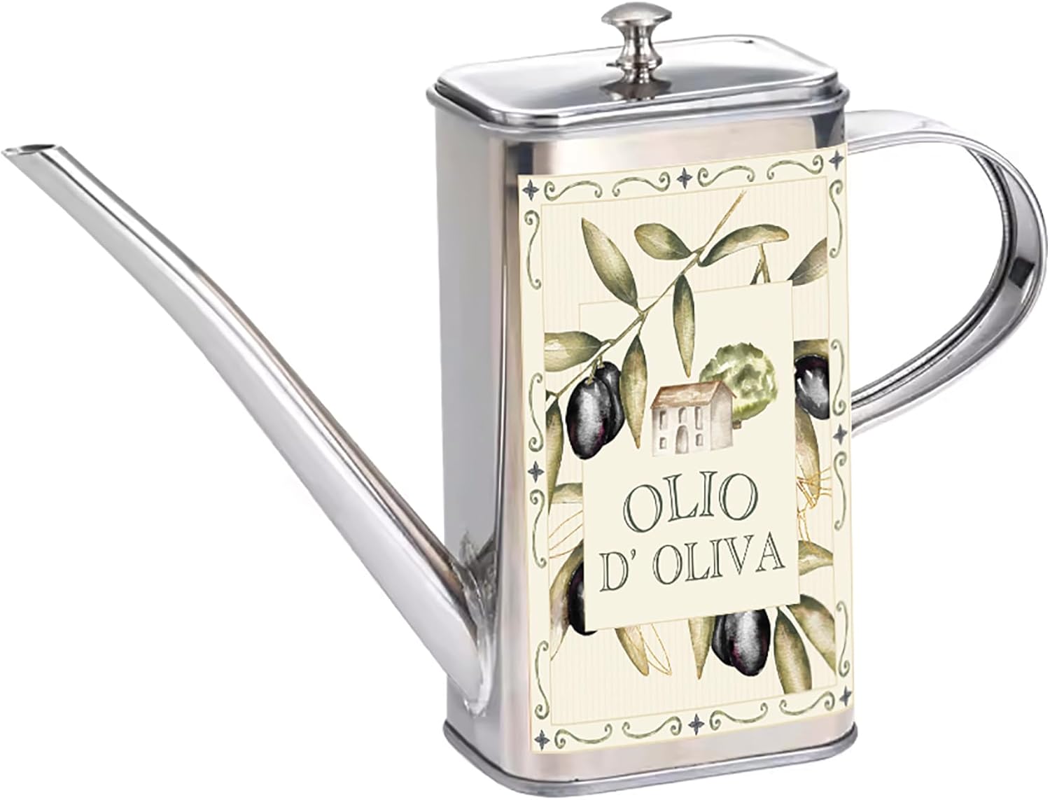 Fox Run Stainless Steel Olive Oil Dispenser With No Drip Spout, 16 Ounces