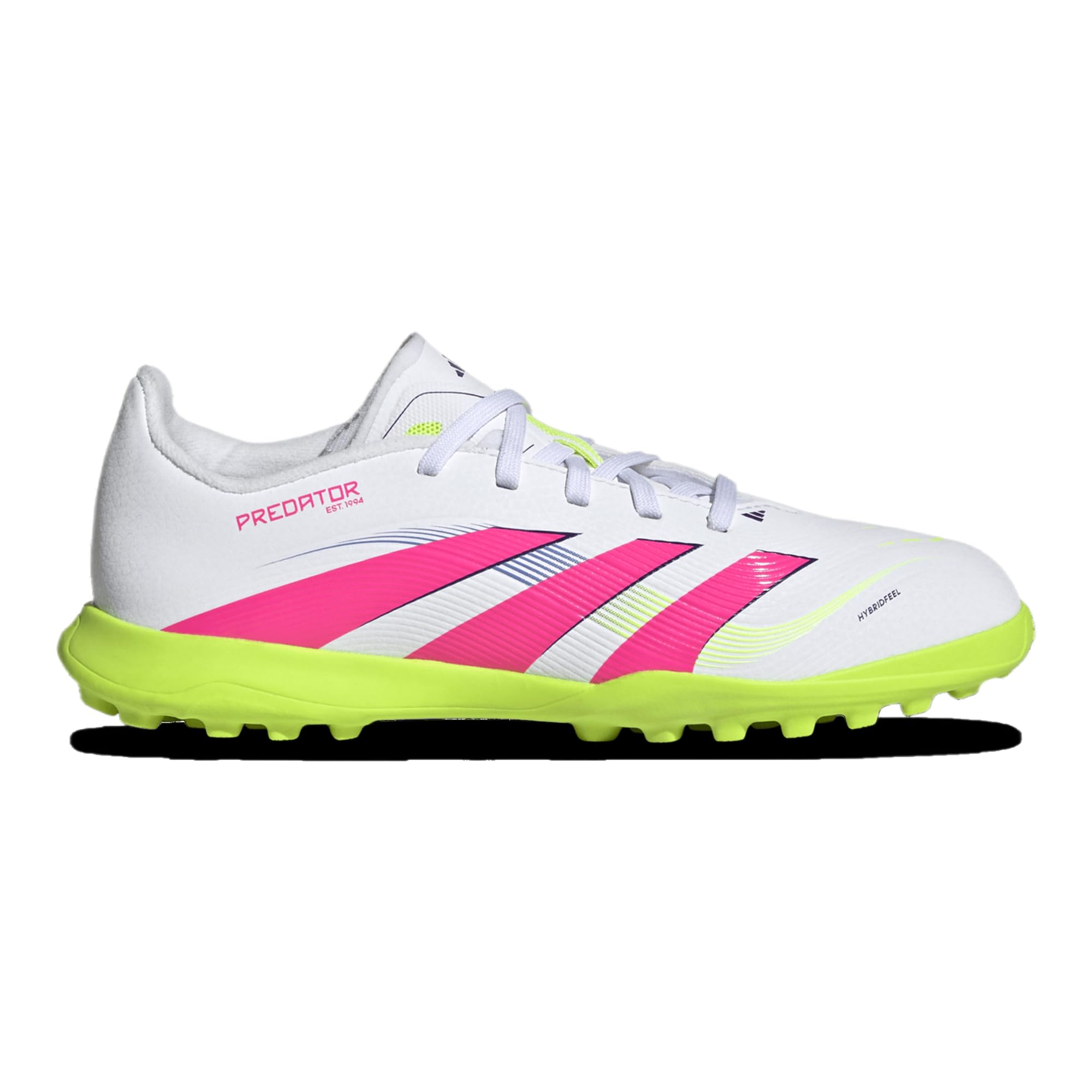 adidas League Predator Turf Soccer Cleats (Little Big Kid) Sneaker, White/Lucid Pink/Lucid Lemon, 4.5 US Unisex