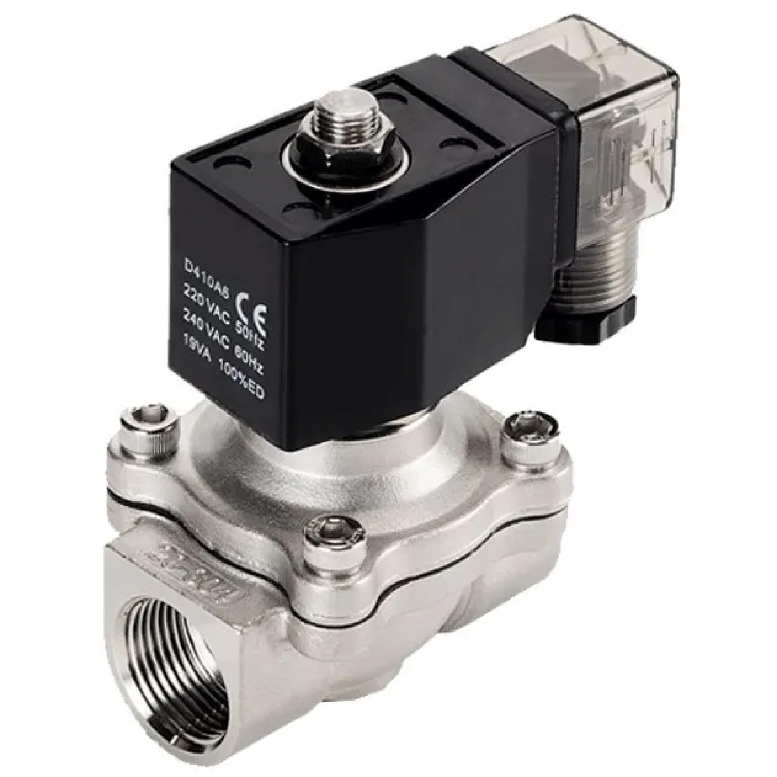 3/4" Stainless Steel 220v Water Solenoid Valve Normally Closed DN20 Waterproof Solenoid Valve (110VAC VITON-Seal BSP)