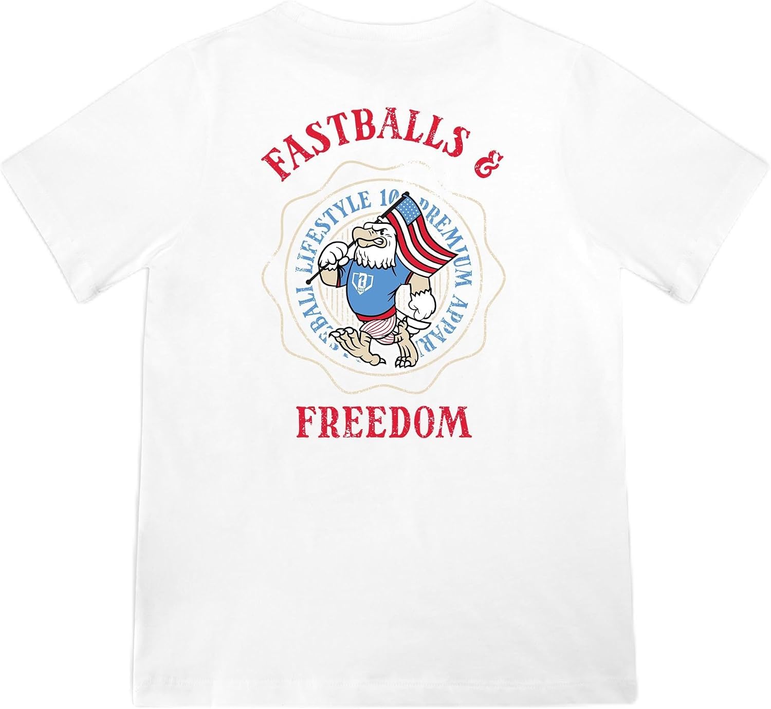 BL101 Youth Fastballs & Freedom Baseball Graphic Tee for Boys Sizes YS-YXL