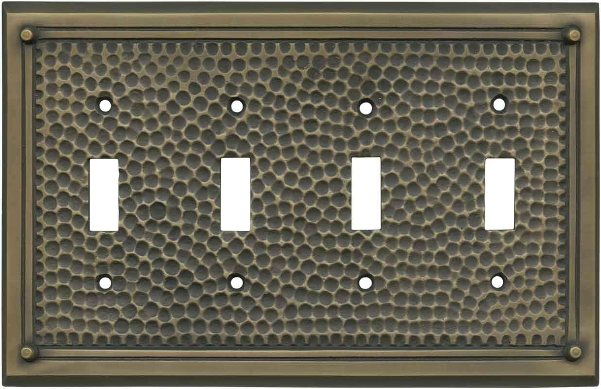 Hammered with Nails Antique Brass - Combination 1 Toggle/Rocker Switch Covers