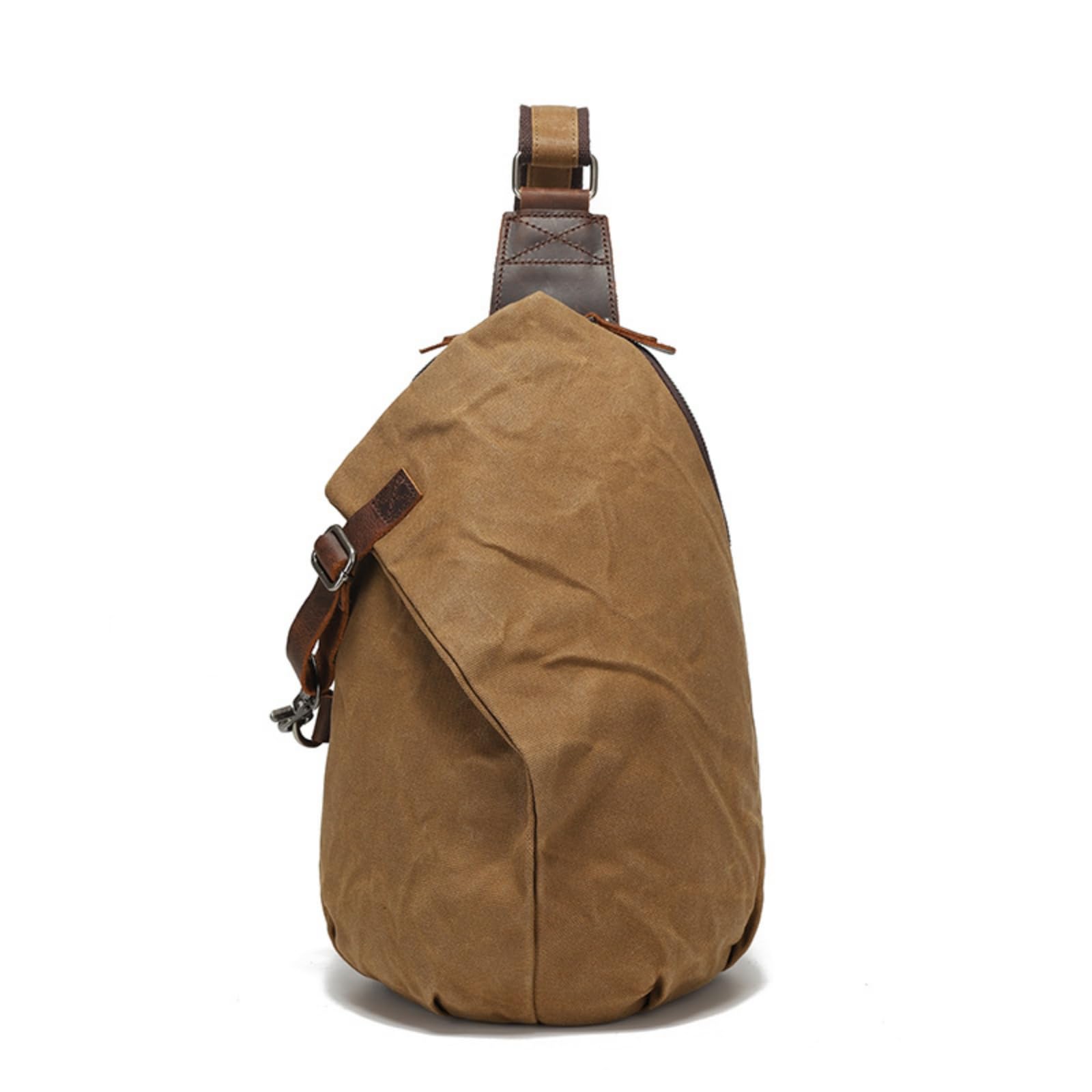 Zaino Tela Cerata Compatta Borsa Monosp con Finiture in Pelle Compatto a Tracolla Bag per Pendolari, Città