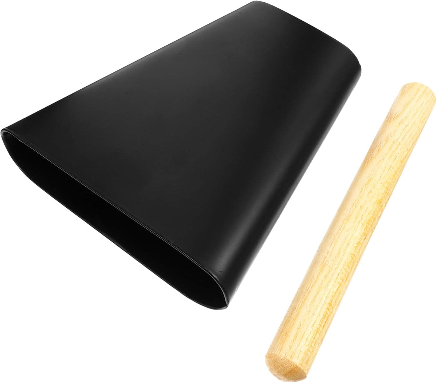 Percussion Instrument Cow Bell Noise Maker with Wooden Stick Metal Cowbell 6 Inch Wood Beater Stick for Percussion Drum Set Football Games Sporting Celebrating Events Wooden Stick