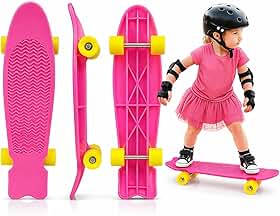 Skate Infantil Mini Cruiser Completo Reforçado para Crianças Aprender Andar Brinquedo Shape Durável e Seguro para Primeiras Manobras 3 a 6 anos