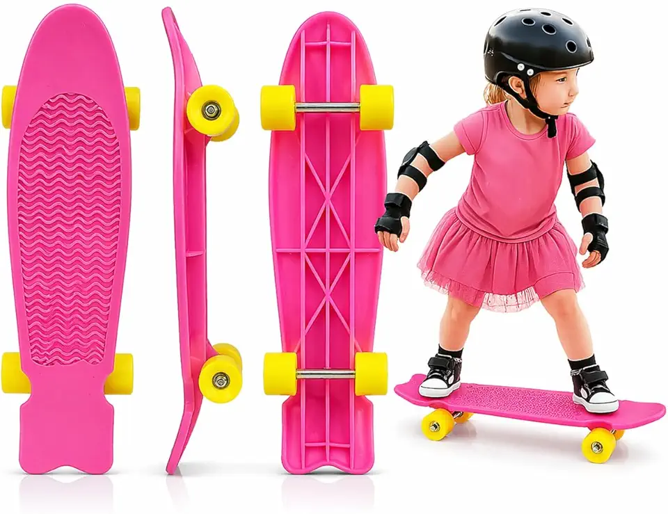 Skate Infantil Mini Cruiser Completo Reforçado para Crianças Aprender Andar Brinquedo Shape Durável e Seguro para Primeiras Manobras 3 a 6 anos