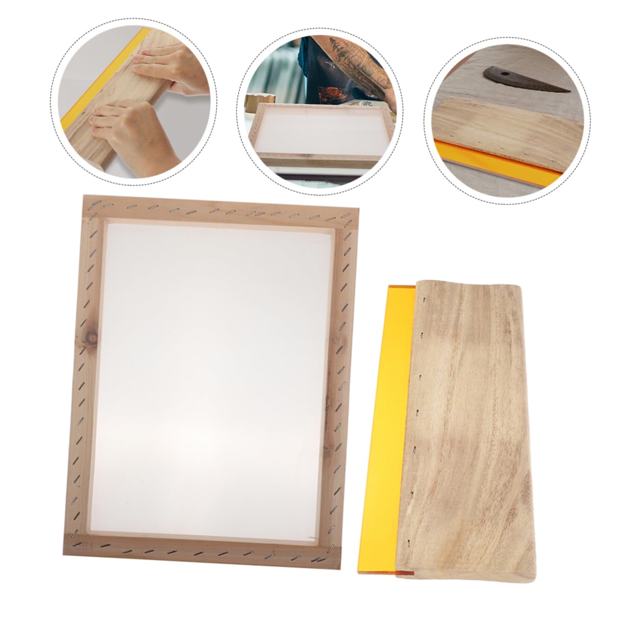 Anneome Raclette de Sérigraphie en Bois 1 Set, Raclette D'écran