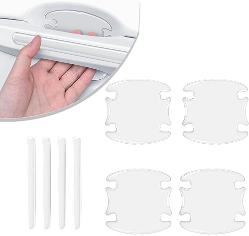Pack-8 calcomanías para manija de puerta de automóvil, kit de protección para cuenco de puerta, rayas invisibles anticolisión, película protectora