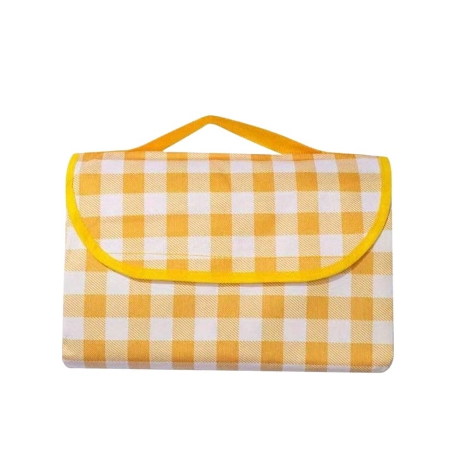 Telo Picnic Coperte da picnic pieghevoli impermeabili gialle a quadretti, da spiaggia, borsa a mano for il parco, da viaggio e da campeggio(YELLOW,200cmX200cm)