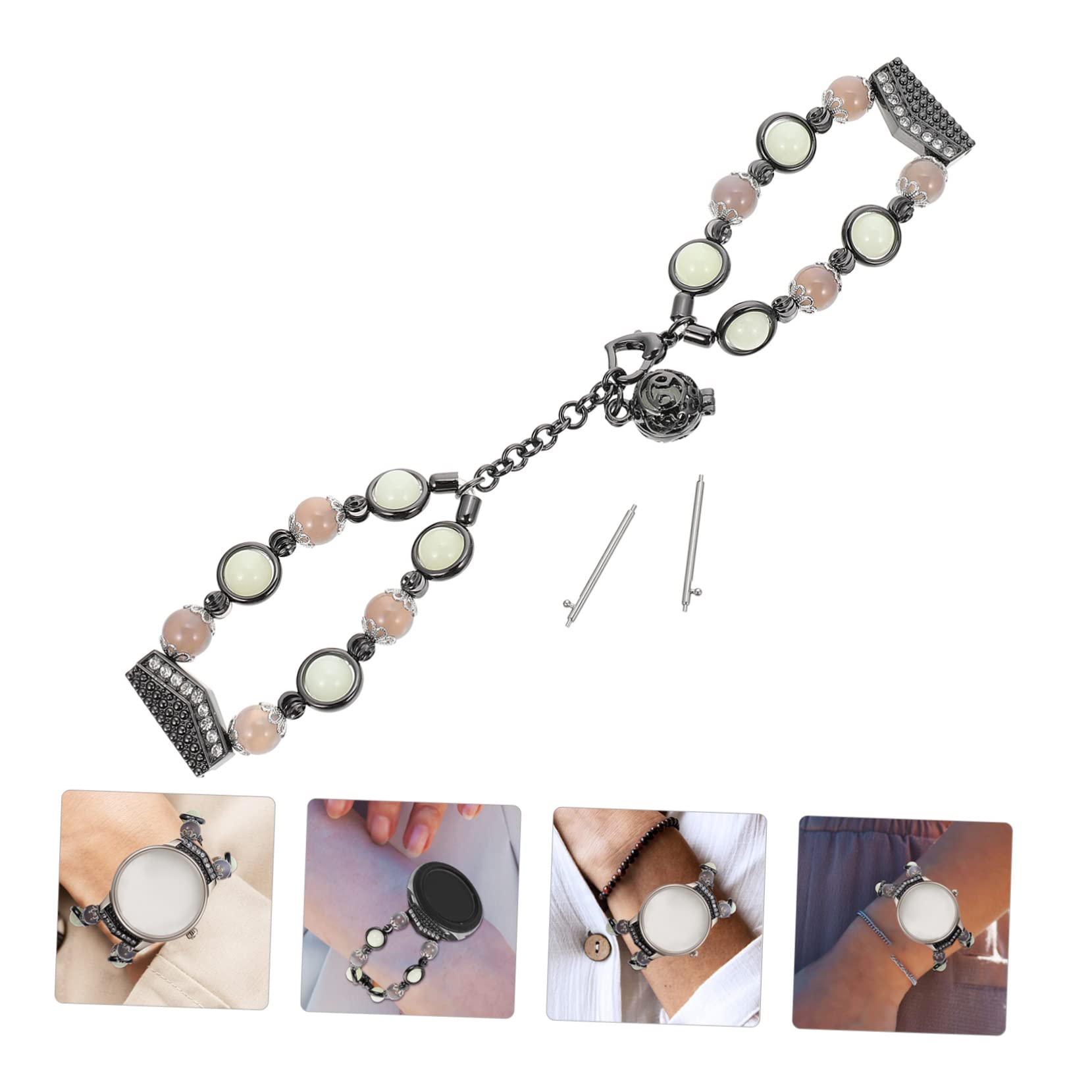 OSALADI 2piezas Correa De Reloj Decorativa Para Watch y Active Diseño De Perlas Luminosas Liberación Rápida Elegante y Cómoda Para Ocasiones Formales y Casuales