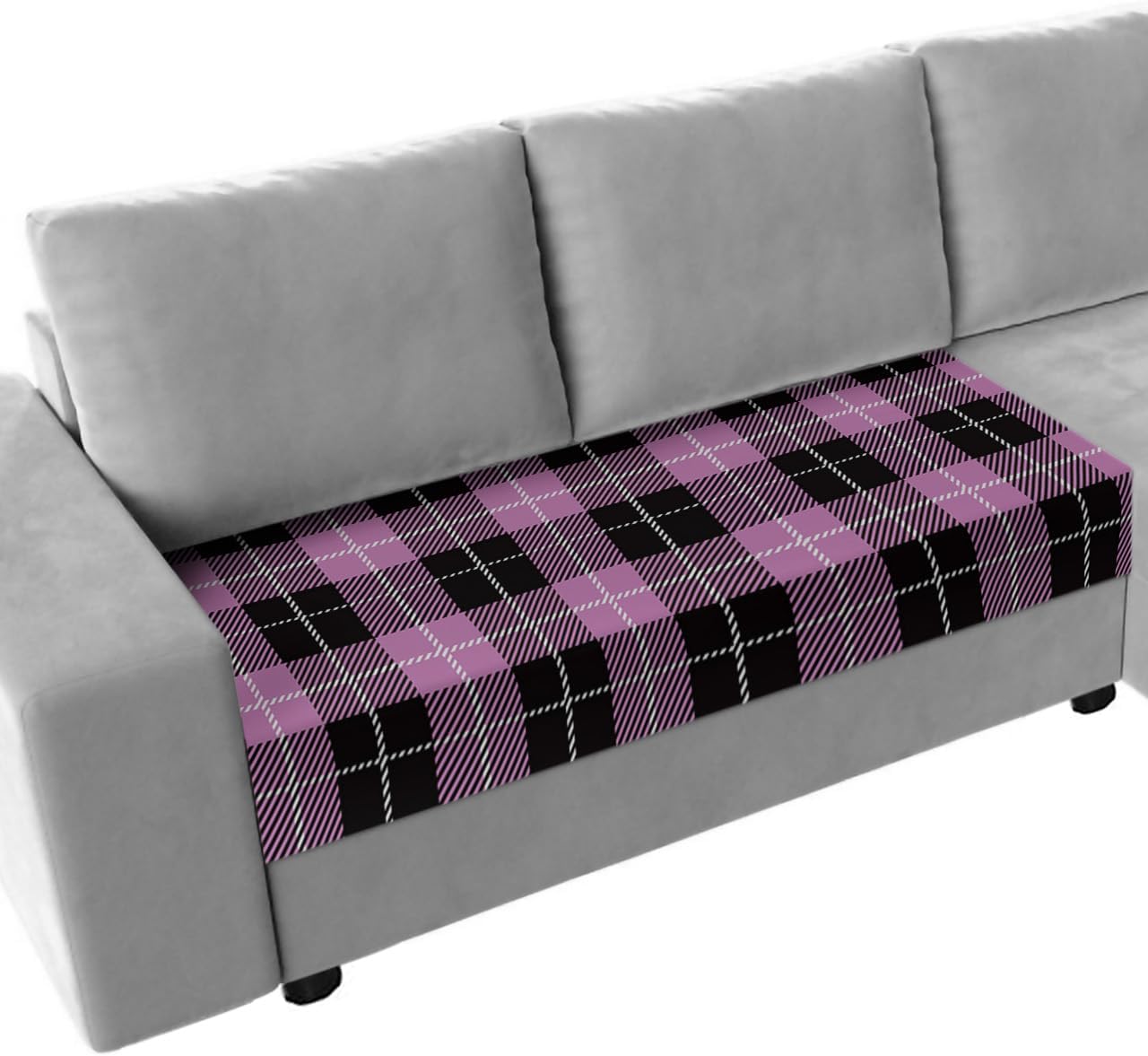 Couch Cushion Covers Pink Check Plaid Sofa Cushion Cover Stretch Seat Covers Buffalo Plaid Sofa Slipcovers Soft Furniture Protector for Sectional Sofas Living Room Medium-1 Piece