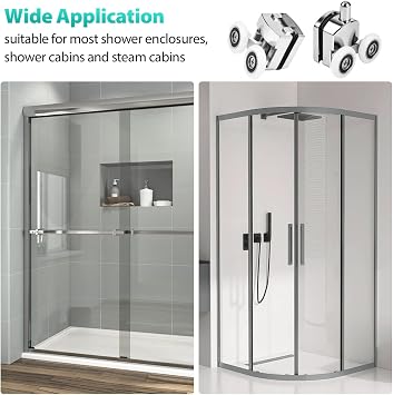 4 Pcs 23mm Shower Door Rollers Wheels Replacement Shower Door Runners Screen Rollers for Curved Sliding Shower Doors Enclosures, Fits 4-6mm Glass, Anti-Collision Block(2 Top + 2 Buttom Wheels)