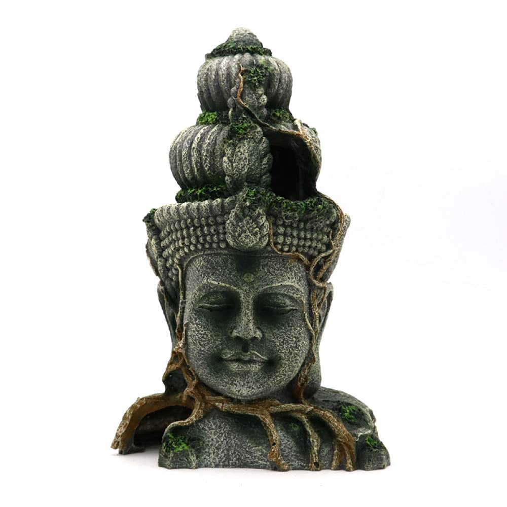Siqi Retro Buddha Decorazioni per acquari Resina Serbatoio di Pesce Buddha Seduto Statua Ornamento per Acquario Accessori per Animali Domestici Decorazione paesaggistica
