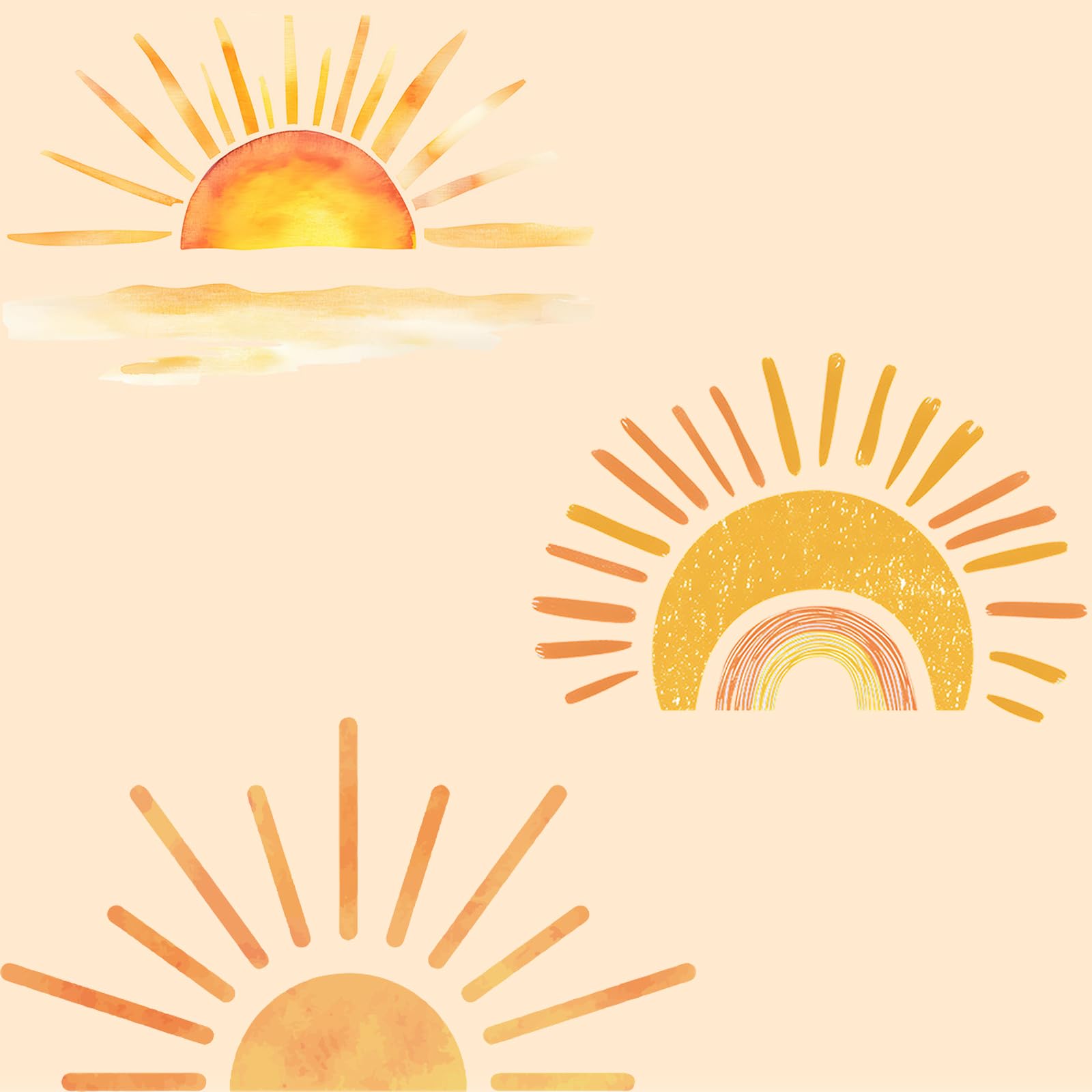 Sonne Wandsticker, Wandtattoo Sonne Kinderzimmer, Selbstklebend Wandaufkleber Boho Sonne Wandaufkleber für Babyzimmer Mädchen Schlafzimmer (A+B+C)