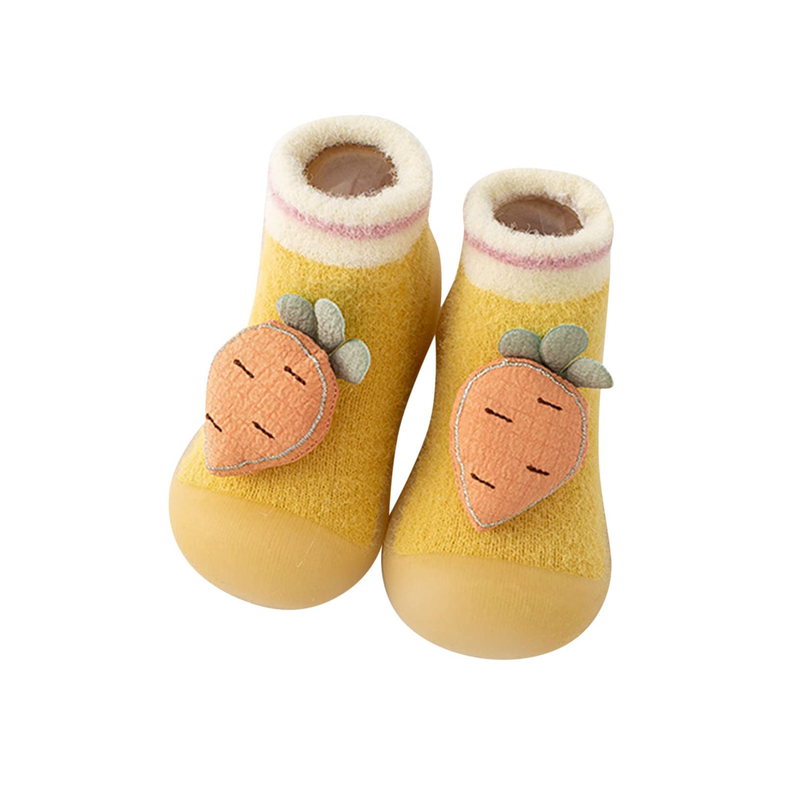 Infant Boys Girls Animal Cartoon Socks Shoes Toddler Fleece WarmThe Floor Socks Non Slip Prewalker (Yellow, 5.5 Infant)