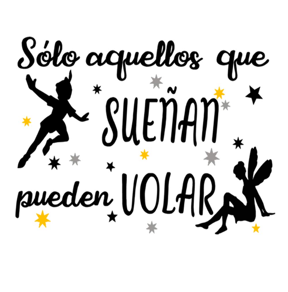 Adesivo Murale Docliick Frase Motivazionale - 'Solo AQUELLOS CHE SOÑAN...' - Vinile Nero, 60x48 Cm - Decorazione Da Parete