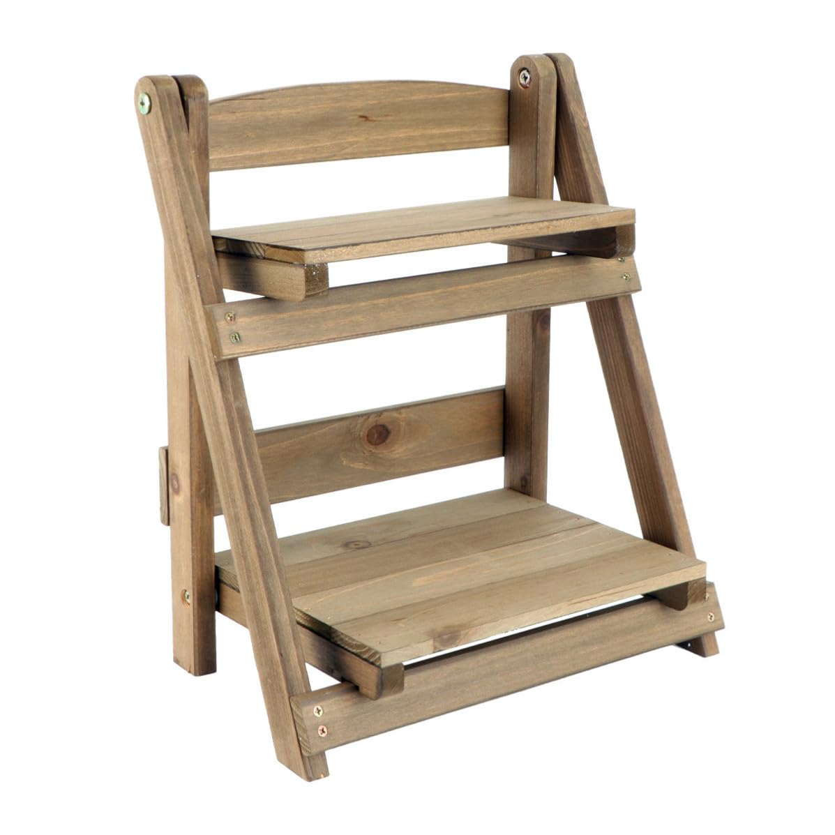 Support à plantes en bois rétro à deux niveaux pliable pour balcon