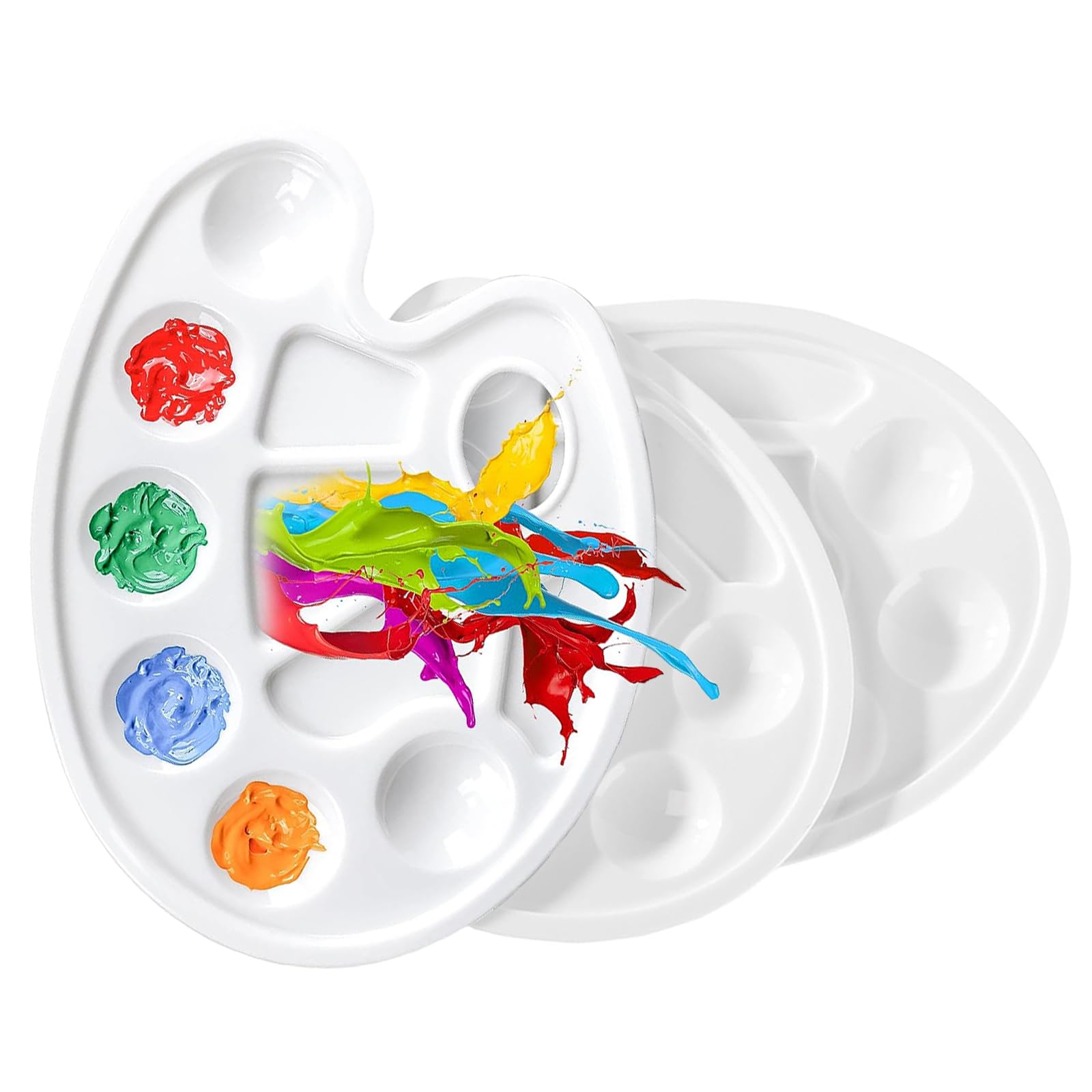Redreo Mixing Palette with Finger Hole and 10 Mixing Panels, 3 Pieces Universal Palette for DIY Art Painting-image-38